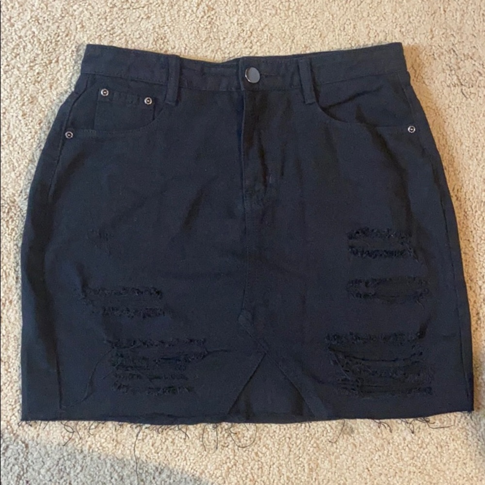 Black mini skirt distressed